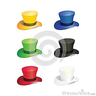 Six Colors Top Hat Vector Illustration