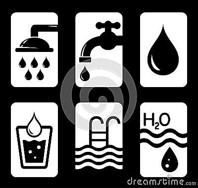 Six concept water icons Vector Illustration