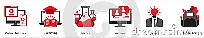online tutorials, e learning, science Vector Illustration