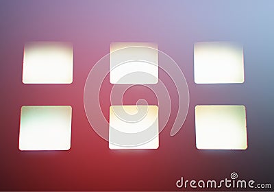 Six empty monitors with chromatic aberration borders background Stock Photo