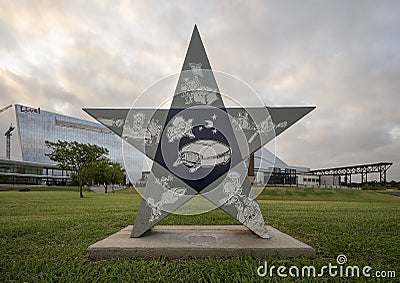 Six foot fiberglass star sculpture titled `Dreaming of Greatness`, by artist Mike Brown in Arlington, Texas Editorial Stock Photo
