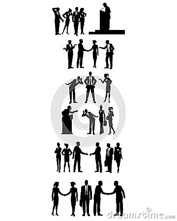 Six groups of business people Vector Illustration