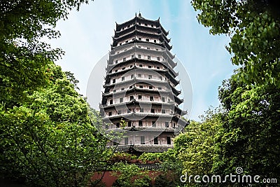 Six Harmonies Pagoda Liuhe Pagoda near Qiantang River in Hangzhou, China Stock Photo