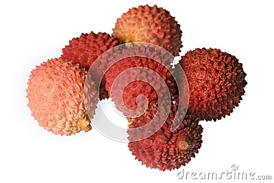 Six Lychees Stock Photo