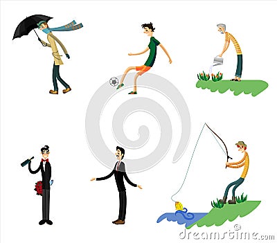 Six men set Vector Illustration