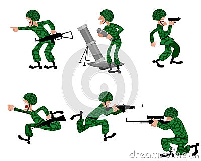 Six military man Vector Illustration