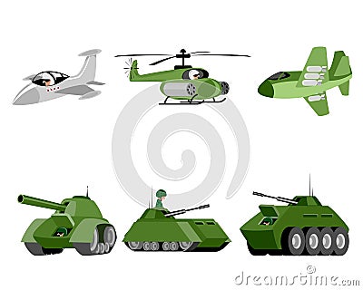 Six military vehicle Vector Illustration