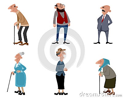 Six old people Vector Illustration