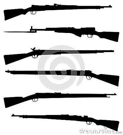 Six old shotguns Vector Illustration