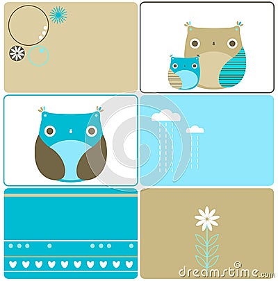 Six owls designs Stock Photo