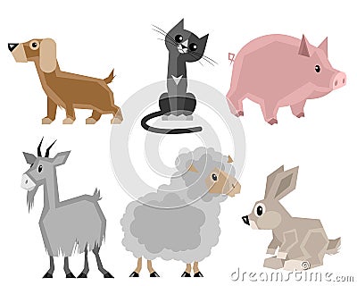 Six pets set Vector Illustration