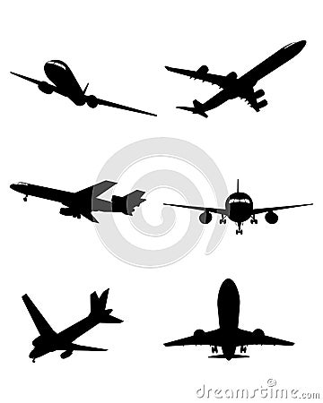 Six planes silhouettes Vector Illustration