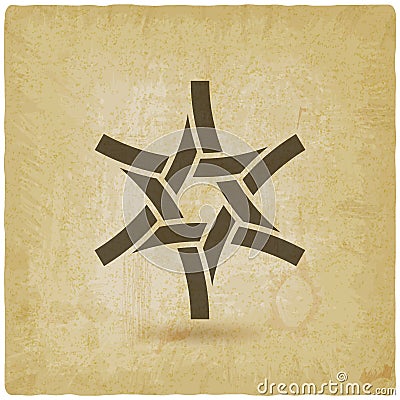 Six-pointed geometric star symbol on vintage background Vector Illustration