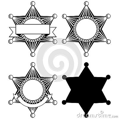 Six pointed sheriffs star set Vector Illustration