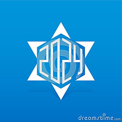 2024 - six - pointed star or snowflake with new year date. The Abstract vector design element Vector Illustration