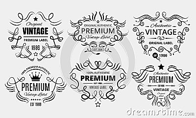 Six Premium Vintage Labels Stock Photo