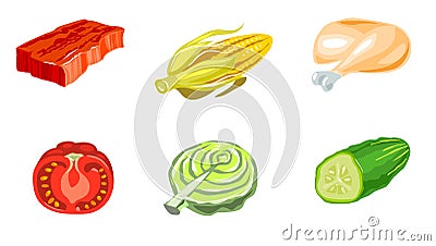 Six products set Vector Illustration