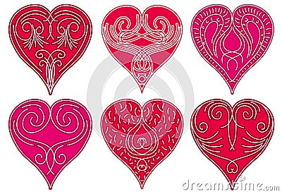 Six red heart, Vector Illustration