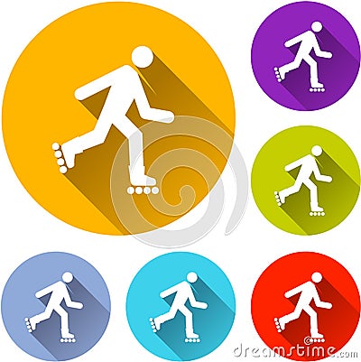 Six rollerskate icons Vector Illustration