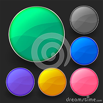 Six shiny empty circular buttons pack design Vector Illustration