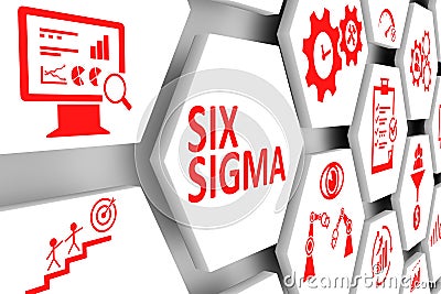 SIX SIGMA concept cell background Cartoon Illustration