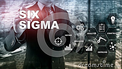 Six Sigma, manufacturing, quality control and industrial process improving concept. Business, internet and tehcnology Stock Photo