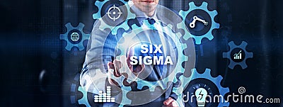 Six Sigma Manufacturing Quality control. Process improving concept. Business internet tehcnology Stock Photo