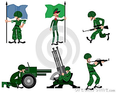 Six soldiers set Vector Illustration