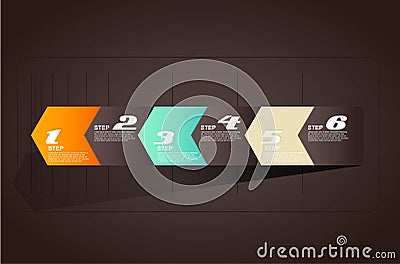 Six steps arrows for presentations. Vector Illustration