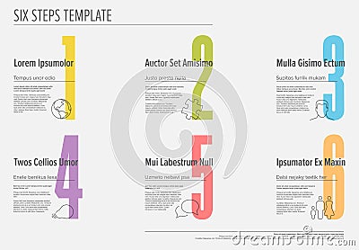 Six steps progress template with nice typography Vector Illustration