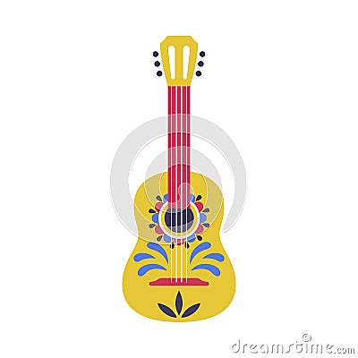 Six-string Acoustic Guitar as Mexican Symbol Vector Illustration Vector Illustration