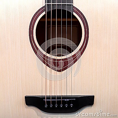 Six- string acoustic guitar close -up Stock Photo