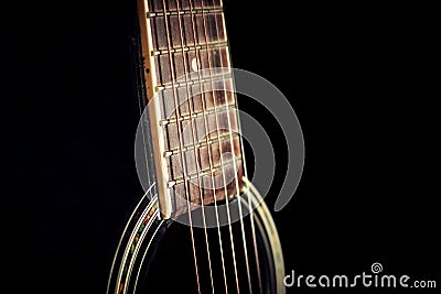 Six string guitar against. Stock Photo