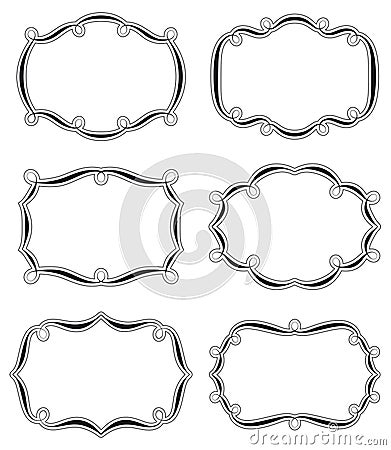 Six swirled labels bis Vector Illustration