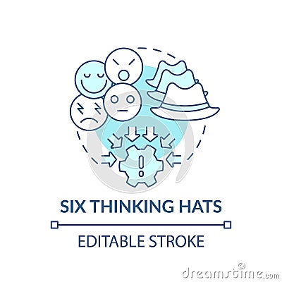 Six thinking hats blue concept icon Vector Illustration