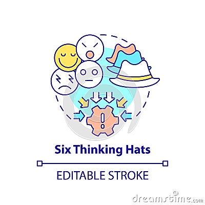 Six thinking hats concept icon Vector Illustration