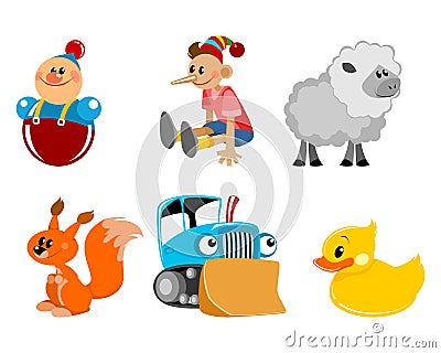 Six toys set Vector Illustration