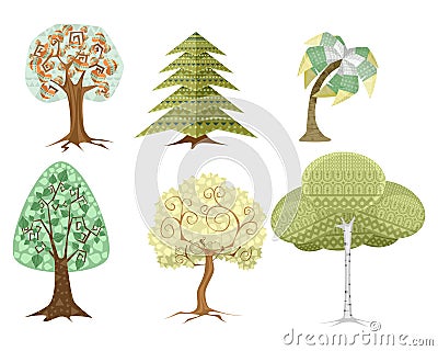 Six trees set Vector Illustration