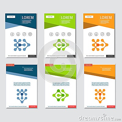 Six vector pattern with abstract figures. Brochures template Vector Illustration