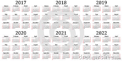 Six Year Calendar 2020 2020 2020 2020 2021  And 2022 