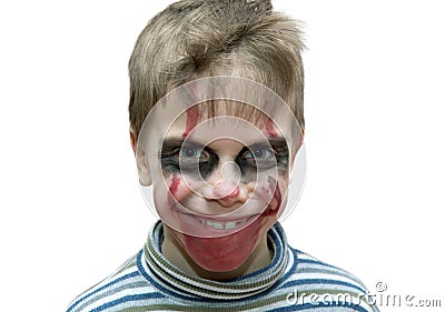 Six year old boy in terrifying make Stock Photo