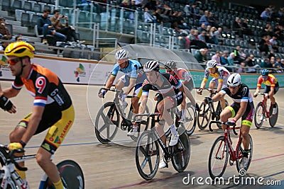 Sixday cycling series finals in palma velodrome wide Editorial Stock Photo