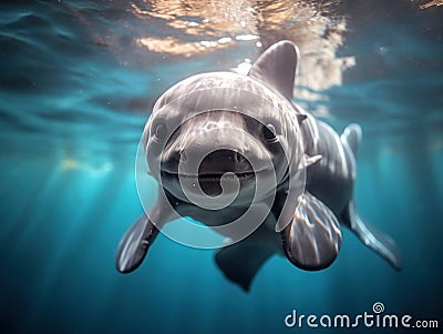 Ai Generated illustration Wildlife Concept of Sixgill Shark Pup Cartoon Illustration