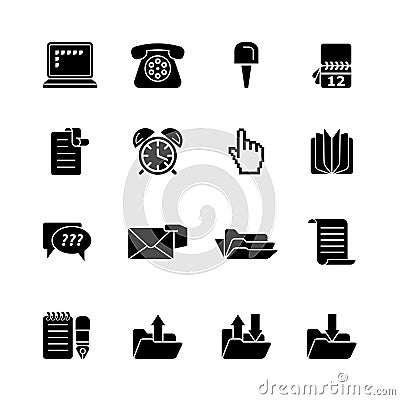 Sixteen black computer icons Vector Illustration