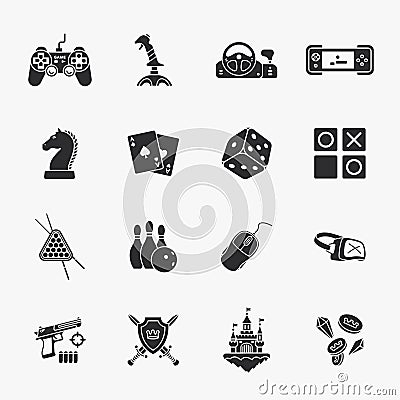 Sixteen flat game icons Vector Illustration
