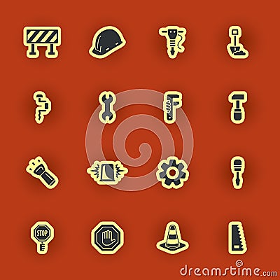 Sixteen homebuilding and renovating icons Vector Illustration