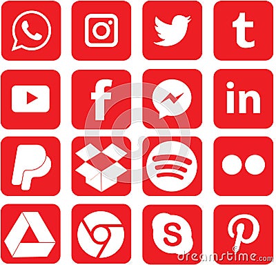 Red colored Social Media Icons For Christmas Editorial Stock Photo