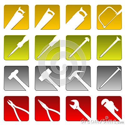 Sixteen tool icons Vector Illustration