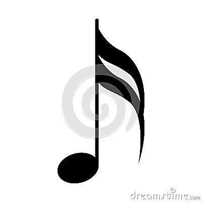 Sixteenth note. Musical symbol Vector Illustration