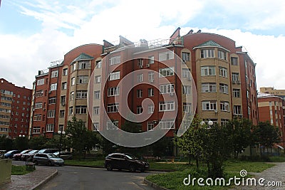 The sixth microdistrict of the city of Fryazino in the Moscow region. Editorial Stock Photo